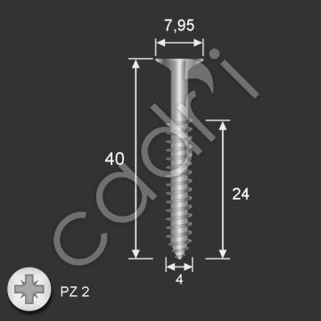 Vis à Bois 4 x 40 mm - Filetage partiel